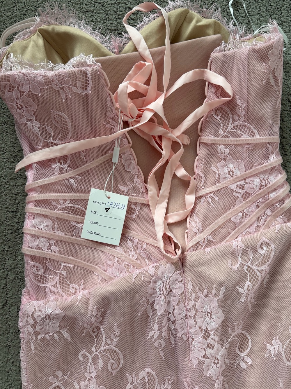 Serene Hill Blush Pink Lace Corset Gown - Picture 8 of 11